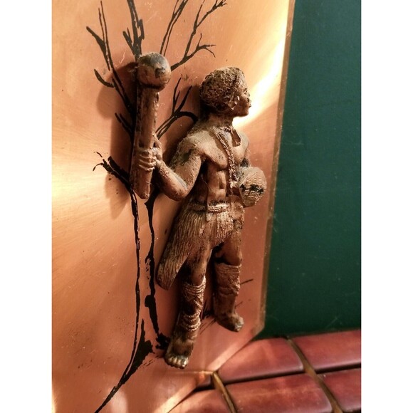 Vintage Zulu Warrior 3D Copper Wall Art 9"x6" - Picture 3 of 5